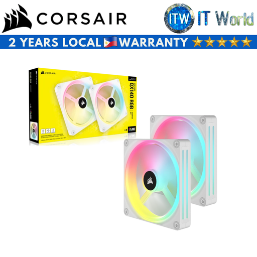 [CO-9051008-WW] Corsair iCUE Link QX140 RGB 140mm Magnetic Dome Dual Fan Kit - White (CO-9051008-WW)