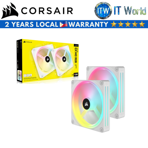 [CO-9051008-WW] Itw | Corsair iCUE Link QX140 RGB 140mm Magnetic Dome Dual Fan Kit - White (CO-9051008-WW)