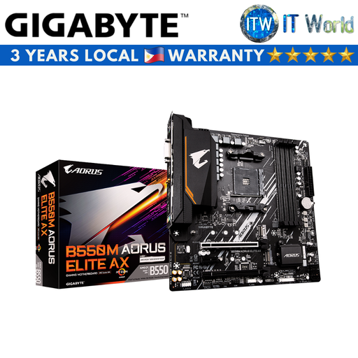 [GA-B550M-AORUS-ELITE-AX MATX] Gigabyte B550M Aorus Elite AX microATX AM4 DDR4 Motherboard (GA-B550M-AORUS-ELITE-AX)