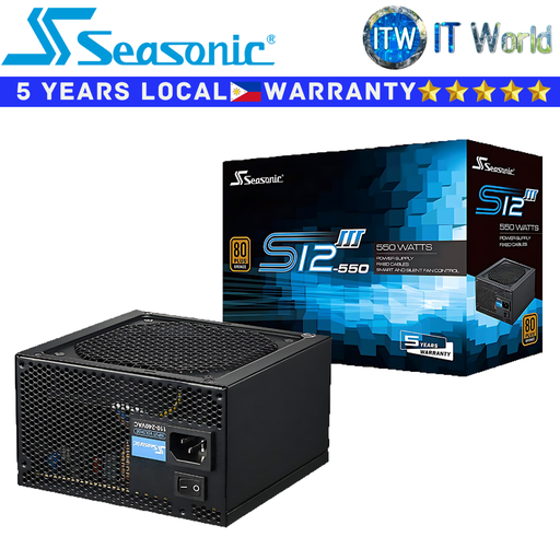 [S12III 550 SSR-550GB3 550W] Seasonic PSU 550W Power Suppy Unit S12III 550 80+ Bronze Fixed Cables (SSR-550GB3)