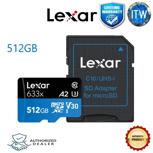 [LSDMI512BB633A] Lexar High-Performance 512GB 633x microSDHC/microSDXC UHS-I Cards (512GB)