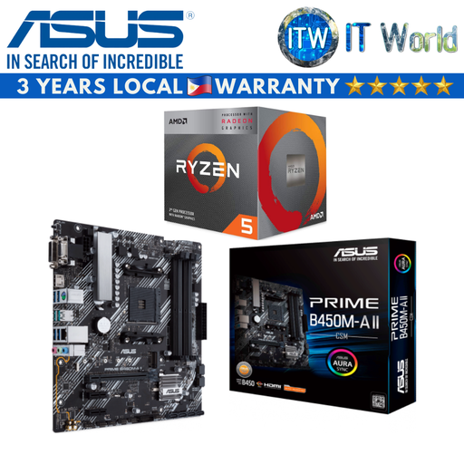 [PRIME B450M-A II/CSM/AMD Ryzen 5 3400G] AMD Ryzen 5 3400G Desktop Processor with Asus Prime B450M-A II/CSM Motherboard Bundle