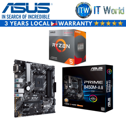 [PRIME B450M-A II/CSM/AMD Ryzen 5 4600G] AMD Ryzen 5 4600G Desktop Processor with Asus Prime B450M-A II/CSM Motherboard Bundle