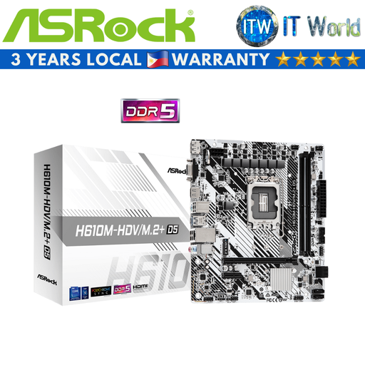 [Asrock H610M-HDV/M.2+ D5] Asrock H610M-HDV/M.2+D5 microATX LGA1700 DDR5 Motherboard