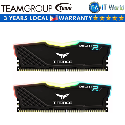 [TF3D416G3600HC18JDC01] Teamgroup T-Force Delta RGB 16GB (2x8GB) DDR4-3600Mhz CL18 Gaming Desktop Memory (Black) (Black)