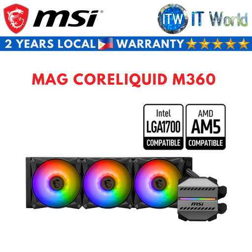 [MAG CORELIQUID M360] Msi Mag Coreliquid M360 Aluminum Two Ball Bearing ARGB Liquid Cooler (MAG CORELIQUID M360) (MAG CORELIQUID M360)