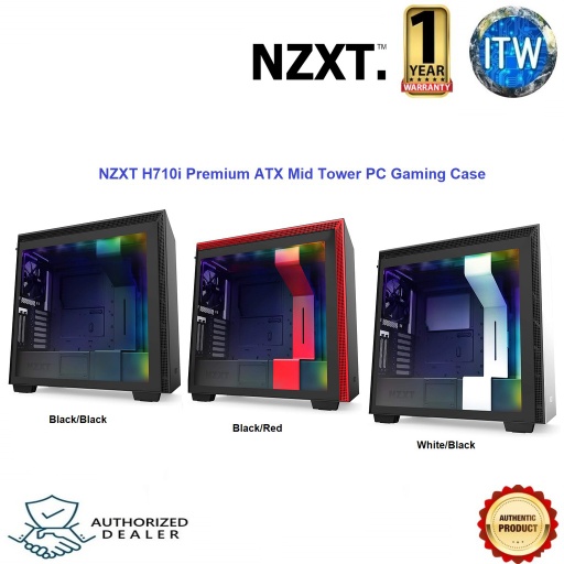[H710i-W1] NZXT H710i Premium ATX Mid-Tower with Lighting and Fan Control (Matte White)