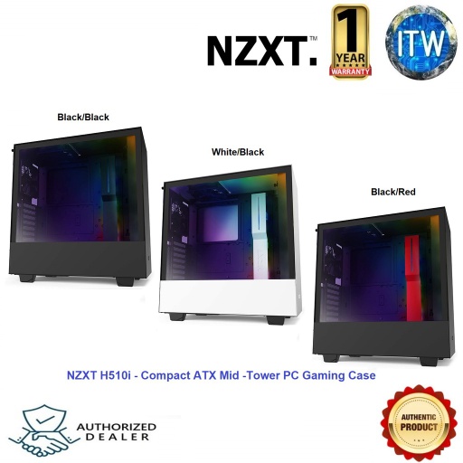 [NZXT H510i-W1] NZXT H510i Compact ATX Mid -Tower PC Gaming Case (White)