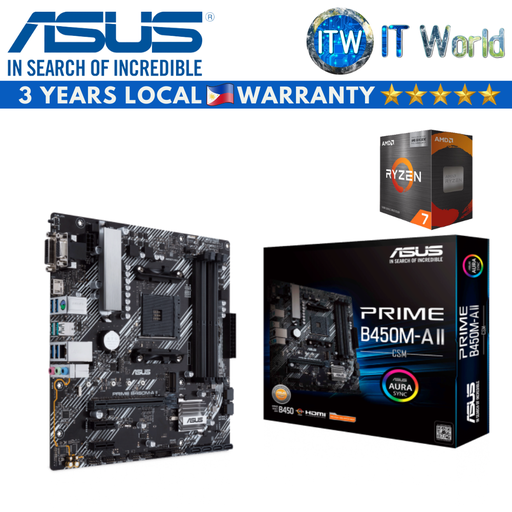 [PRIME B450M-A II/CSM/Ryzen 7 5800X3D] AMD Ryzen 7 5800X3D Desktop Processor with Asus Prime B450M-A II/CSM Motherboard Bundle
