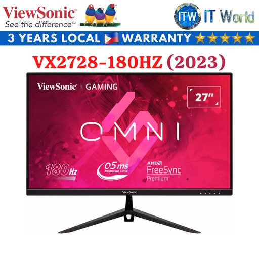 [VX2728-180Hz] Viewsonic VX2728 / 27&quot; 1920x1080 (FHD) / IPS / 0.5ms Flicker-free Gaming Monitor (2023 Model) (180Hz)