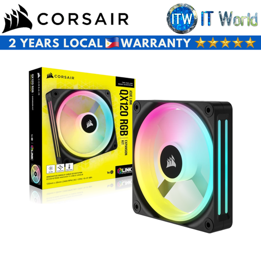 [CS-CO-9051001-WW] Corsair iCUE Link QX120 RGB 120mm PWM PC Single Fan Expansion Kit (Black) (Black)