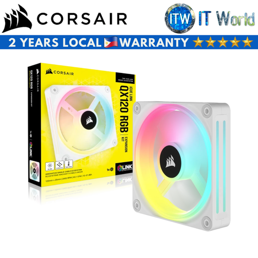 [CS-CO-9051005-WW] Corsair iCUE Link QX120 RGB 120mm PWM PC Single Fan Expansion Kit (White) (White)