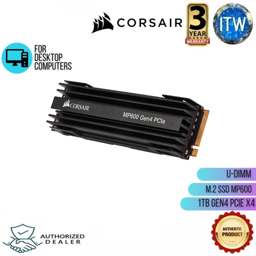 [1TB-CSSD-F1000GBMP600] CORSAIR Force Series MP600 Gen4 PCIe X4 NVMe M.2 SSD (Black, 1TB)