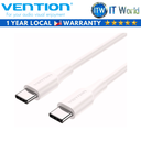 Vention USB 2.0 Type-C Male to Male 3A White Cable (1M)