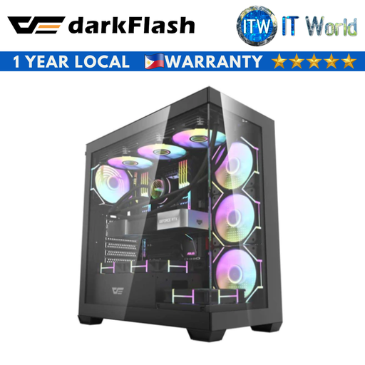 [DS900 BLACK] Darkflash DS900 Tempered Glass ATX PC Gaming Case (Black) (Black)