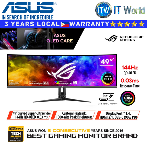 [PG49WCD] ASUS Gaming Monitor ROG Swift OLED PG49WCD 49&quot; (5120x1440) / 144Hz / QD-OLED / 0.03ms GTG