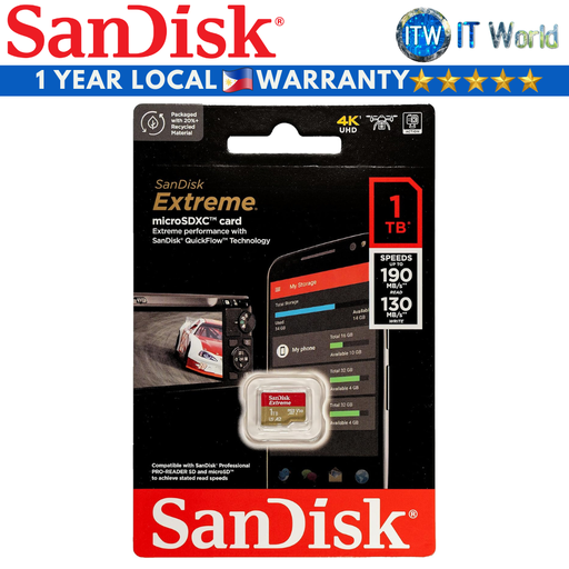 [SDSQXAV-1T00-GN6MN] SanDisk Extreme microSDXC Memory Card 1TB (SDSQXAV-1T00-GN6MN) (1TB)