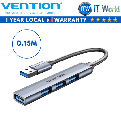 [CKOHB] Vention USB 3.0 to USB 3.0/USB 2.0*3 Mini Hub 0.15M Gray Metal Type (CKOHB)