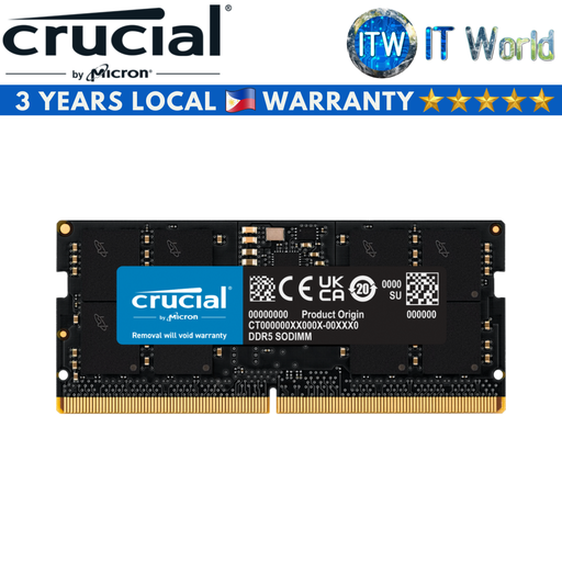 [CT16G52C42S5] Crucial 16GB DDR5-5200Mhz CL42 Unbuffered SODIMM Laptop Memory (CT16G52C42S5)