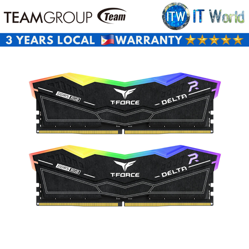 [FF3D532G6400HC32ADC01 (black)] Teampgroup T-Force Delta RGB 32GB(2x16GB) CL32 6400Mhz DDR5 Desktop Memory (Black | White) (Black) (Black)