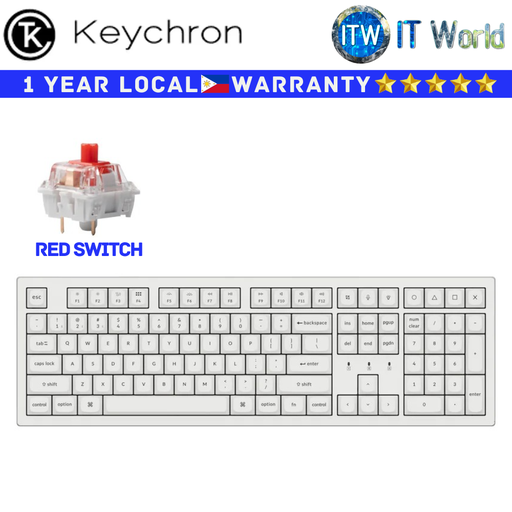 [K10PP1 - Red switch] Itw | Keychron Mechanical Wireless Keyboard K10 Pro QMK/VIA White (Red | Banana | Brown Switch) (Red Switch) (Red Switch)