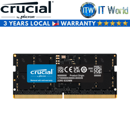 [CT16G56C46S5] Crucial 16GB DDR5-5600Mhz CL46 Unbuffered SODIMM Laptop Memory (CT16G56C46S5)