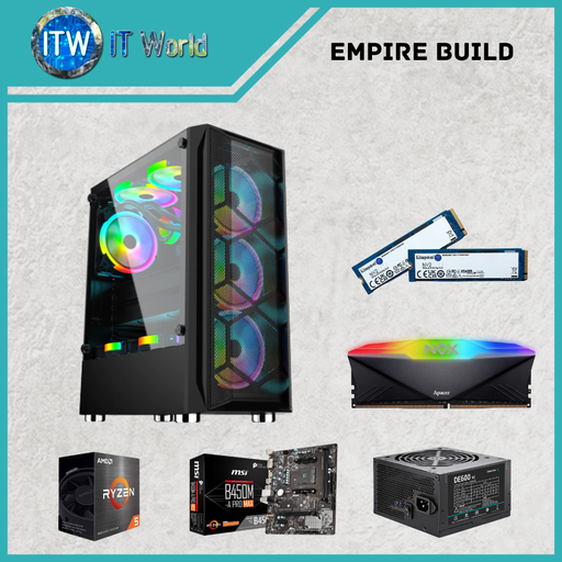 [Empire Build] Desktop Computer Set - Empire Build | 5600G | B450M-A Pro Max | NV2 500GB | Aurora