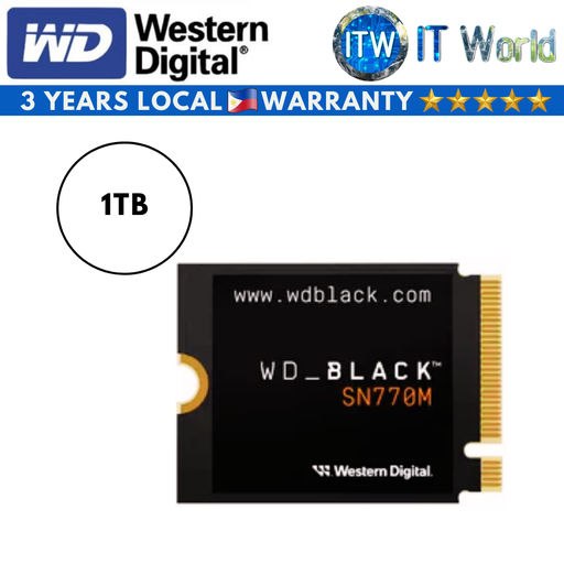 [WDS100T3X0G] Western Digital SN770M Black M.2 2230 NVMe PCIe Gen4x4 Internal SSD (1TB) (1TB)