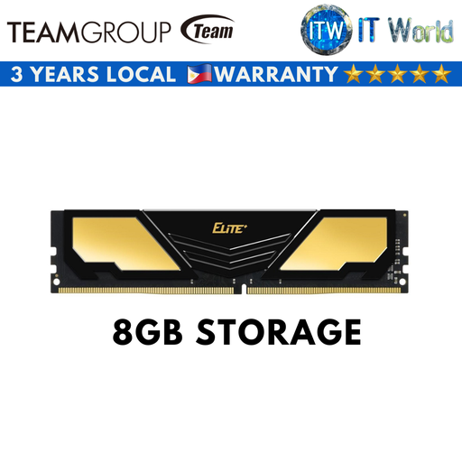 [TPD48G3200HC22BK] Itw | Teamgroup Elite Plus DDR4-3200 CL22 Desktop Memory RAM (Black/Gold) (8GB | 16GB | 32GB) (8GB) (8GB)