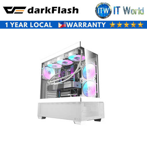 [DARKFLASH DS900 AIR - WHITE] Darkflash DS900 Air Tempered Glass ATX PC Case (White) (White)