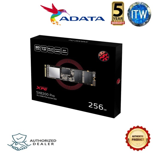 [AD-ASX8200PNP-256GT-C] ADATA XPG SX8200 Pro 256GB PCIE Gen3 x 4 M.2 2280 Solid State Drive (AD-ASX8200PNP-256GT-C) (Black, 256GB)