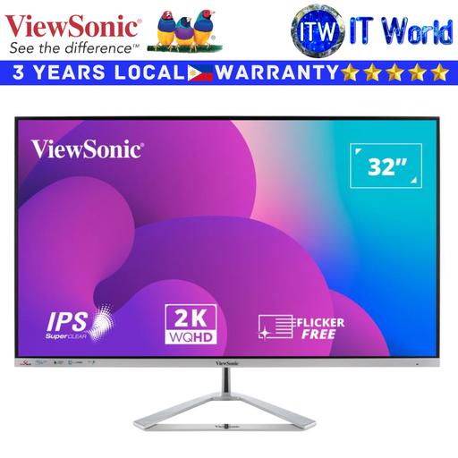 [VX3276-2K-mhd-2] Viewsonic Monitor VX3276-2K-MHD-2 32&quot; 2560x1440 QHD / 75Hz / IPS / 4ms GTG / Flicker-free (BLACK)