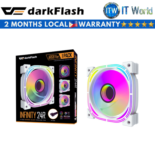 [INFINITY 24R SINGLE FAN WHITE] darkFlash Infinity 24R A-RGB Reverse Blade Cooling Single Fan (White) (White)