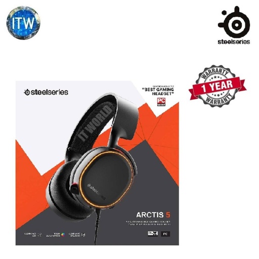 [SteelSeries Arctis 5 Black] SteelSeries Arctis 5 2019 Edition RGB 7.1 Gaming Headset with DTS Headphone:X v2.0 Surround for PC and PlayStation 4 (Black)