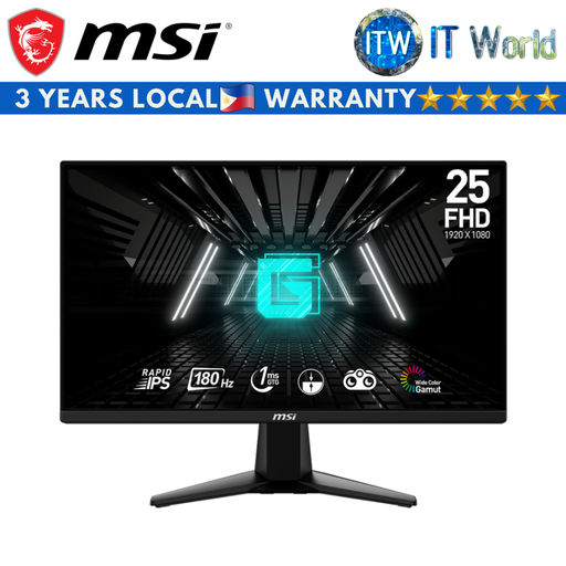[G255F] MSI G255F 25&quot; (1920 x 1080 FHD) / 180Hz / Rapid IPS / 1ms GTG / Anti-Glare Gaming Monitor