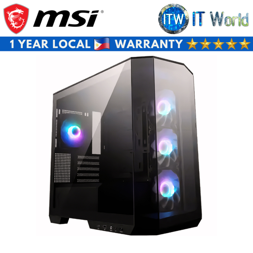 [MAG PANO M100R PZ BLACK] MSI MAG Pano M100R PZ Micro-ATX Tower Tempered Glass PC Case (Black) (Black)