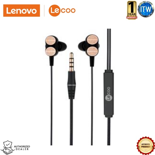 [EH102 WIRED EARPHONE (3.5mm)] Lenovo Lecoo H102 - (3.5mm) In-ear Earbuds Noise Reduction Wired Earphone