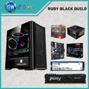 Desktop Computer Set - Ruby Black Build | 4600G | B450M-A II/CSM | NV2 1TB | Ruby