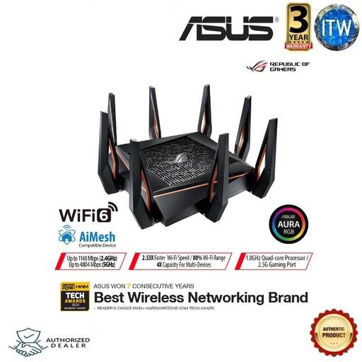 [GT-AX11000] ASUS ROG Rapture GT-AX11000/ GT-AX11000 Pro Wifi Tri-Band Gaming Router (GT-AX11000) (Black)