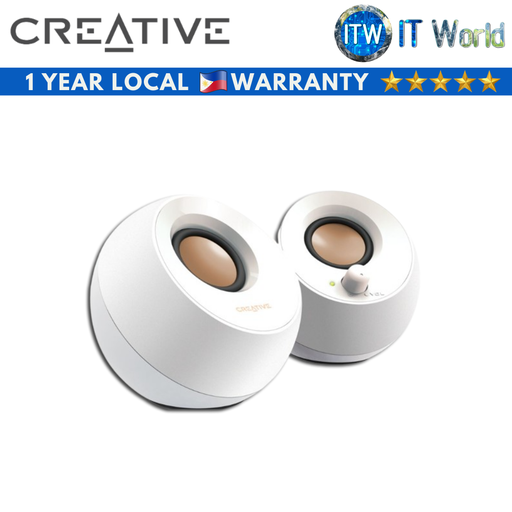 [MF1680-WHITE] Itw | Creative Computer Speaker Pebble MF1680 Modern 2.0 USB (Black | White) (White) (White)