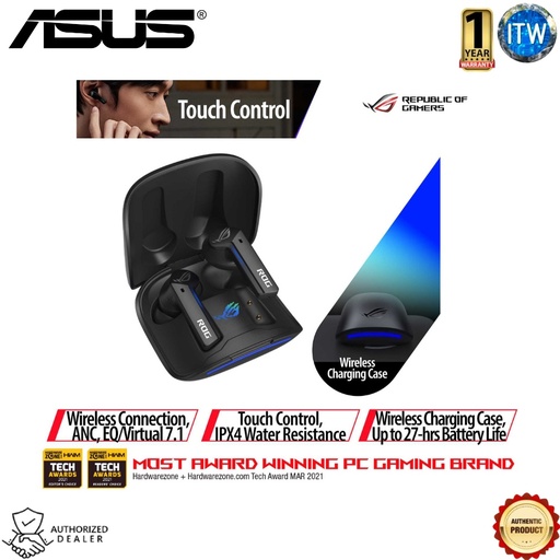 [Cetra True Wireless] ASUS ROG Cetra True Wireless Gaming Headphones w/ Low-Latency Wireless Connection (Black)