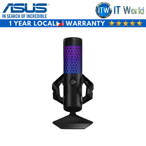[C501 ROG CARNYX (BLACK)] ASUS ROG Carnyx USB Gaming Microphone (25mm condenser capsule, 192kHz/24-bit, cardioid, high-pass filter, built-in pop filter, metal shock mount, one-touch mute, USB, Aura Sync RGB)- Black
