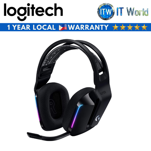 [Logitech G733 Black] Logitech G733 Lightspeed Wireless RGB Gaming Headset (Black) (Black)