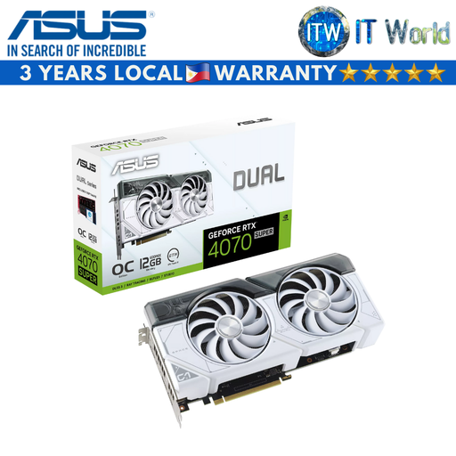 [DUAL-RTX4070S-O12G-WHITE] ASUS Dual GeForce RTX 4070 SUPER White OC Edition12GB GDDR6X Graphics Card(DUAL-RTX4070S-O12G-WHITE)