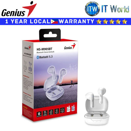 [GEN31710025400 white] Genius Bluetooth Earbuds HS-M905BT White In-Ear Stereo 5.3 (GEN31710025400) (White)