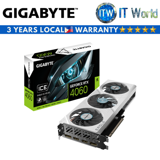 [GV-N4060EAGLEOC-ICE-8GD] Gigabyte GeForce RTX 4060 EAGLE OC ICE 8GB GDDR6 Graphics Card (GV-N4060EAGLEOC-ICE-8GD)