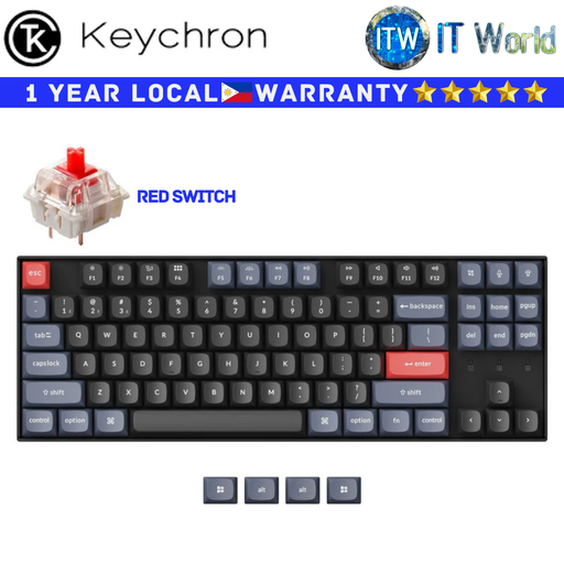 [K8PG1 - Red] Keychron Wireless Mechanical Keyboard K8 Pro QMK/VIA White Backlight (Red Switch) (Red)