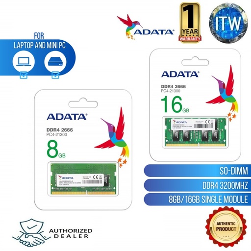 [AD4S26668G19-SGN] ADATA Premier 8GB DDR4 2666 SO-DIMM SODIMM Memory Module (AD4S266638G19-R)