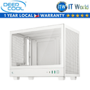 Deepcool Computer PC Case CH160 Portable High Airflow Mini-ITX Tempered Glass (White)