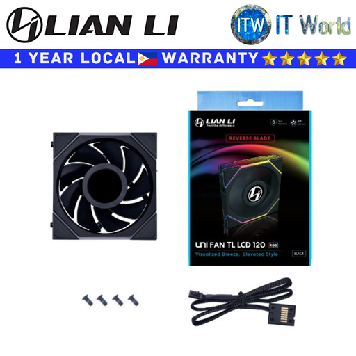 [12RTLLCD1B.00] Lian Li PC Fan UNI Fan TL LCD 120 Reverse Blade (Black/White) (Black) (Black)